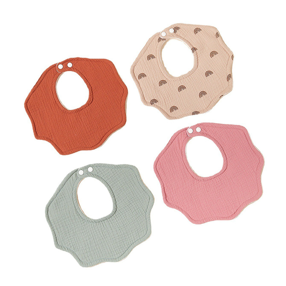 CA Babero de cuello con 360 pétalos de crepé de algodón puro de felpa, impermeable, almohadilla para escupir leche