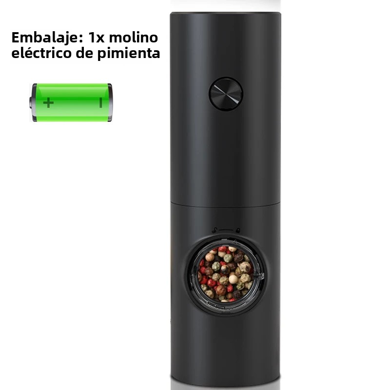 TK Juego De Molinillos Eléctricos De Pimienta Y Sal Con Base LED Regulable Recargable Herramienta De Cocina Ecológica Plástico