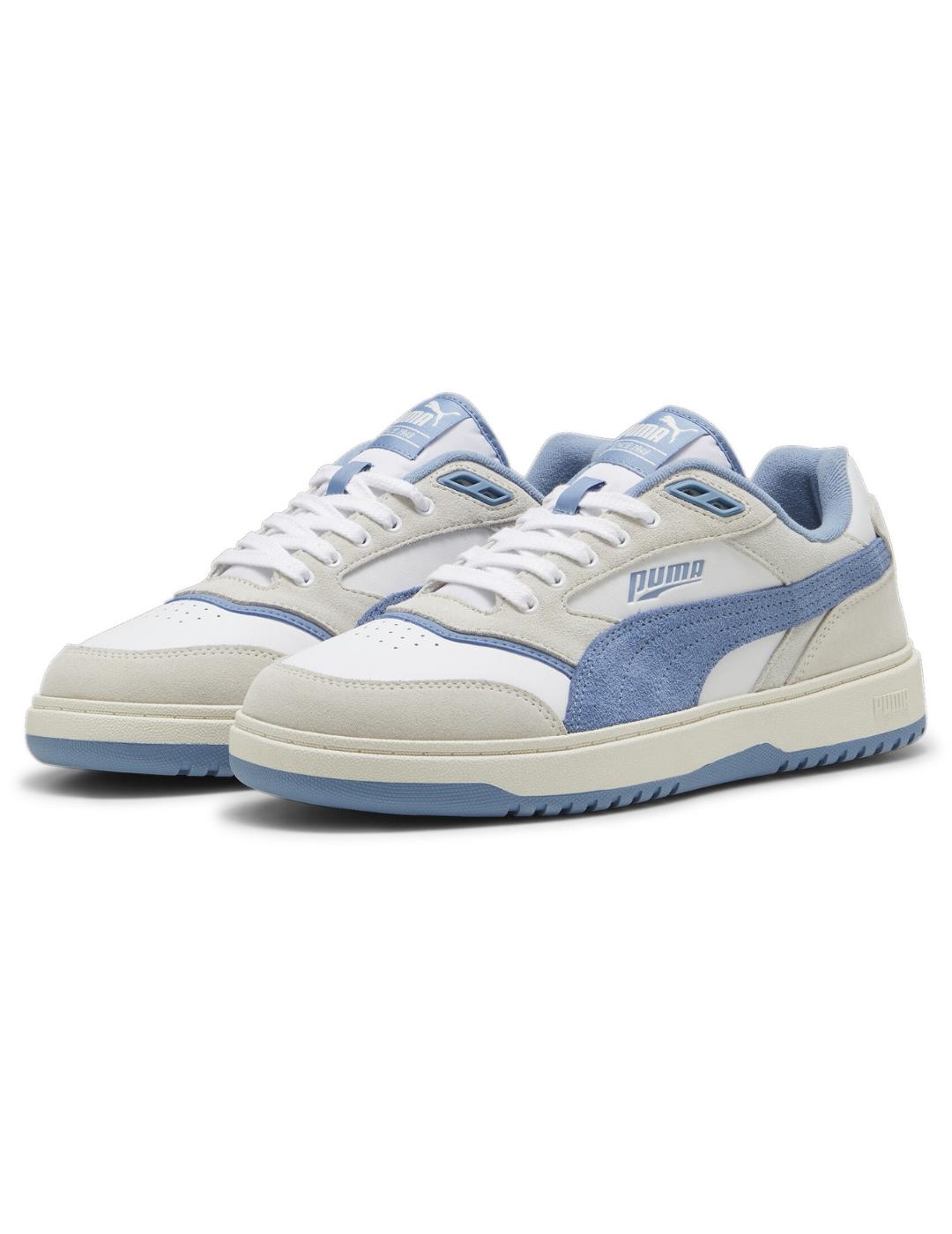 Zapatillas puma doublecourt blanco azul de hombre.