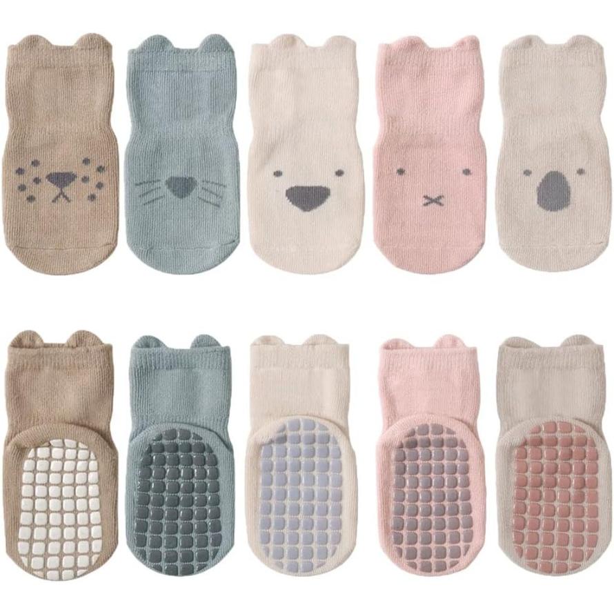 CA Calcetines de algodón para bebé, medias antideslizantes para Primavera y Otoño, 5 pares, 5 uds., 2024