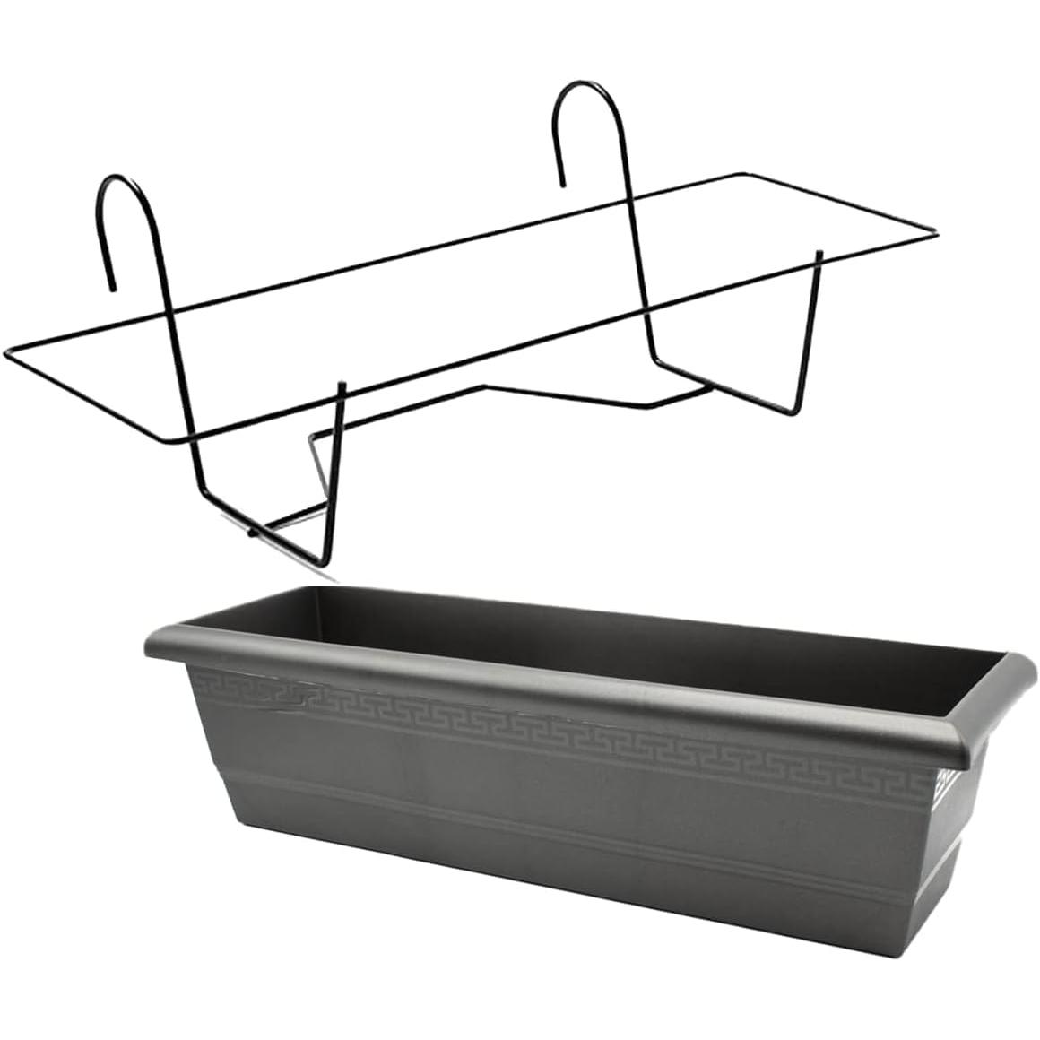 C.A | Jardinera Balconera 40 - 60 cm | Con Soporte de Metal | Plástico Resistente | Ideal para Balcón, Jardín y Terraza