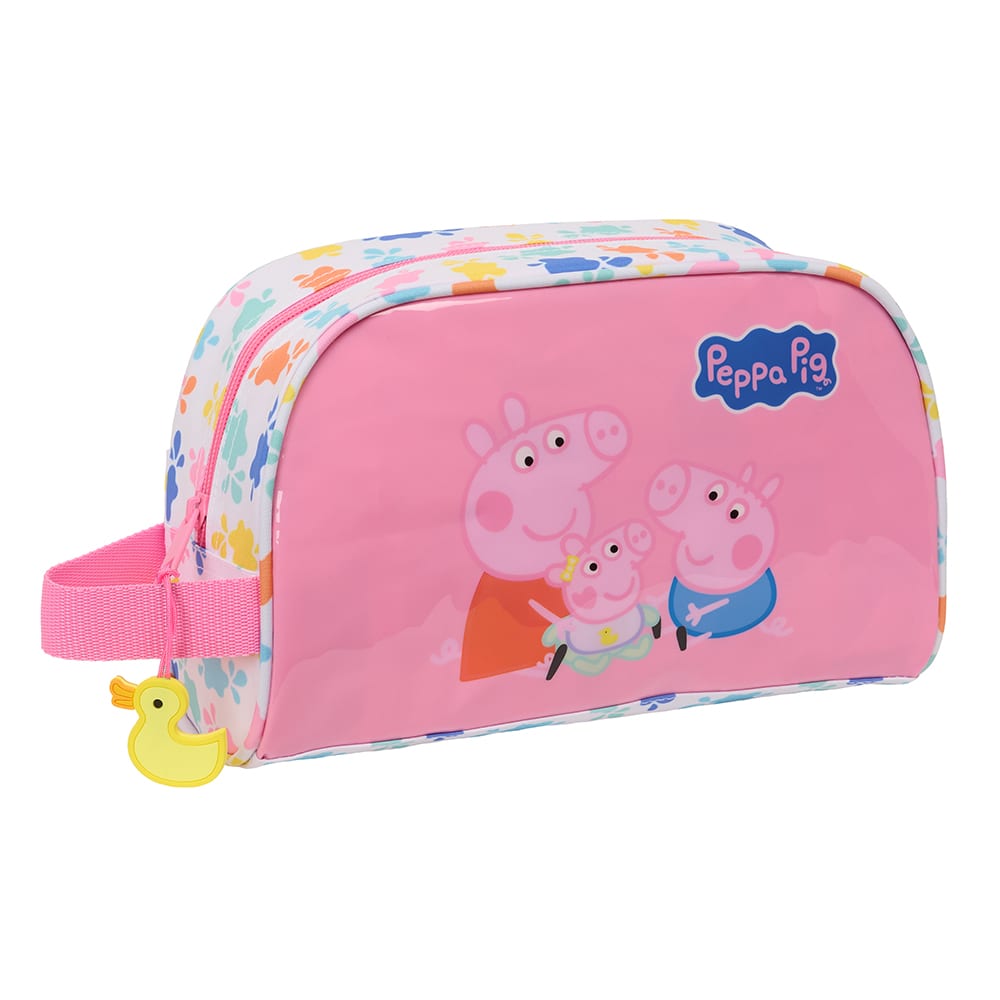 SAFTA | Neceser Adaptable a Carro Peppa Organizador Escolar Infantil con Asa Lateral 26 x 16 x 9 Cm (3,7 Litros), Bolsa Neceser Infantil con Interior de Aluminio Frío/Calor y Asa de Mano, Licencia Oficial, Vuelta al Cole
