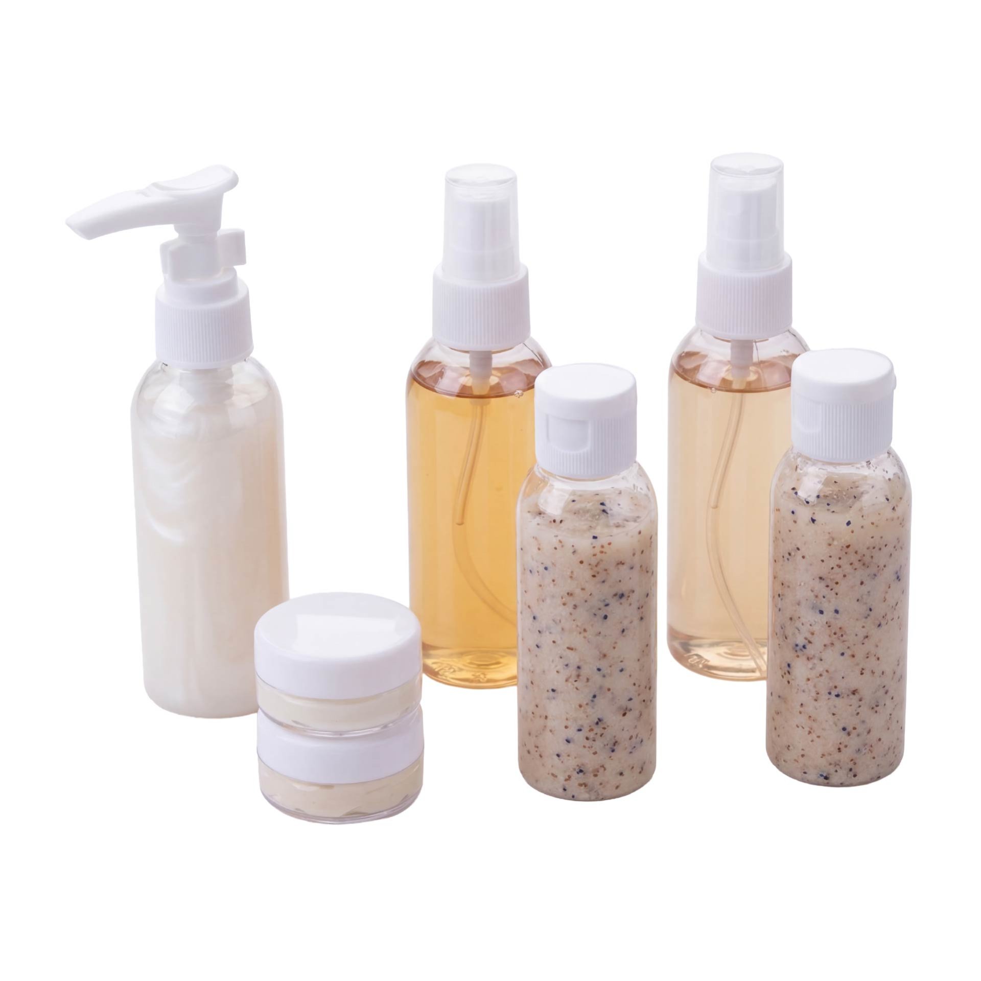 Fackelmann Set de Botellas de Viaje, Kit Completo y Reutilizable para Líquidos y Cremas, Ideal para Equipaje de Mano, 245x185x0 mm, 111g