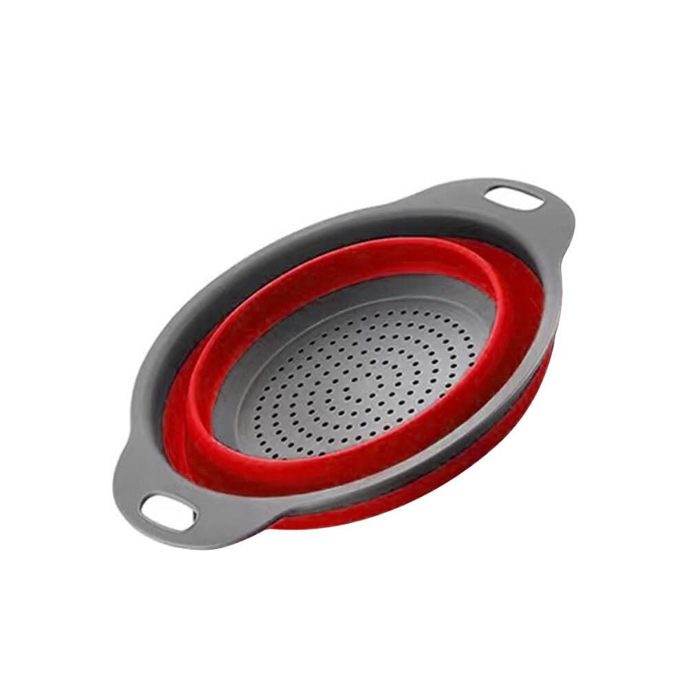 TK Colador Plegable de 2 Piezas - Colador de Alimentos - Cesta de Drenaje de Silicona - Cesta de Drenaje de Frutas y Verduras - Colador de Cocina Plegable para Escurrir Pasta - Frutas - Verduras