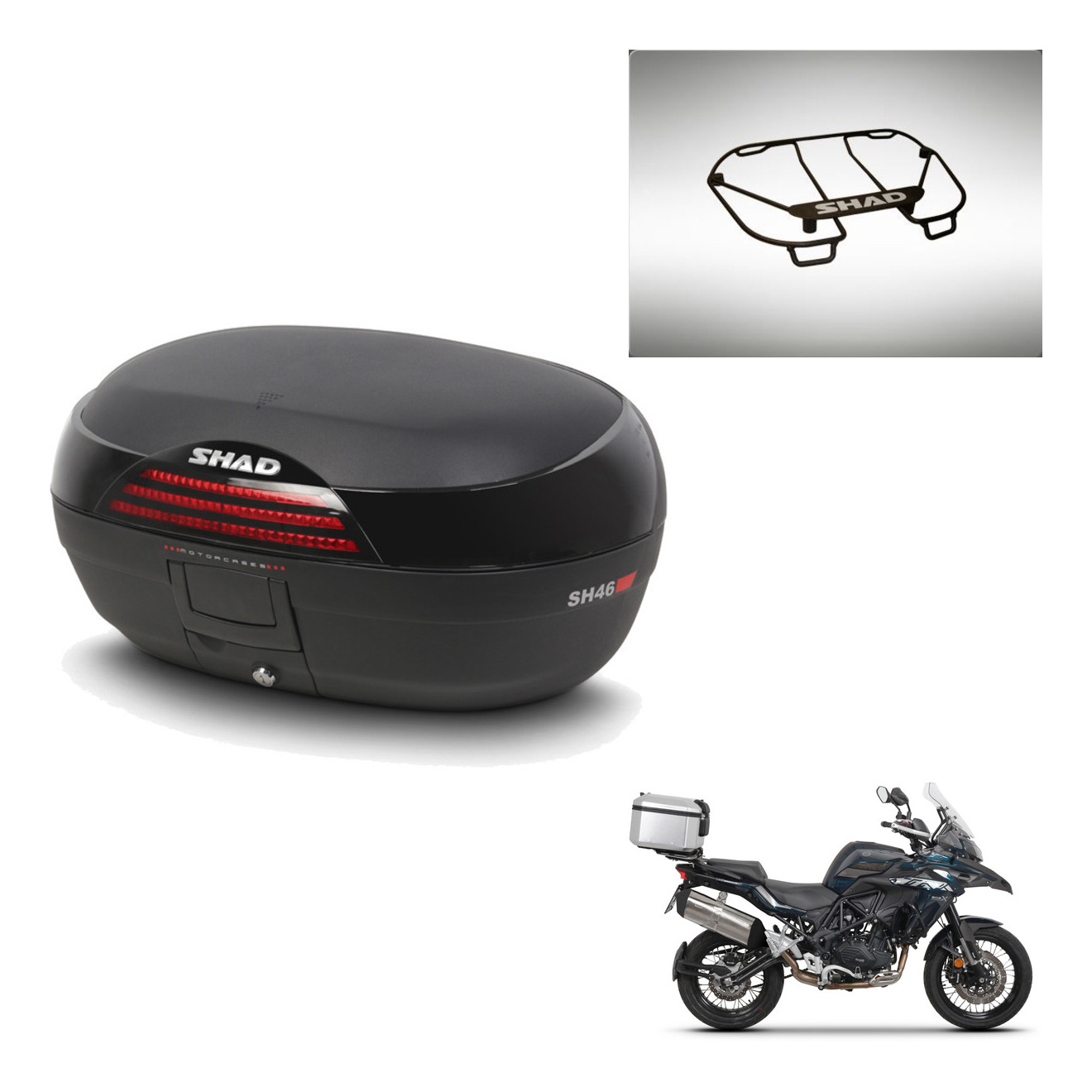 Baul Trasero + Parrilla Portabultos + Herraje Montaje Sh46 Sh 46 New Model KIT-242371