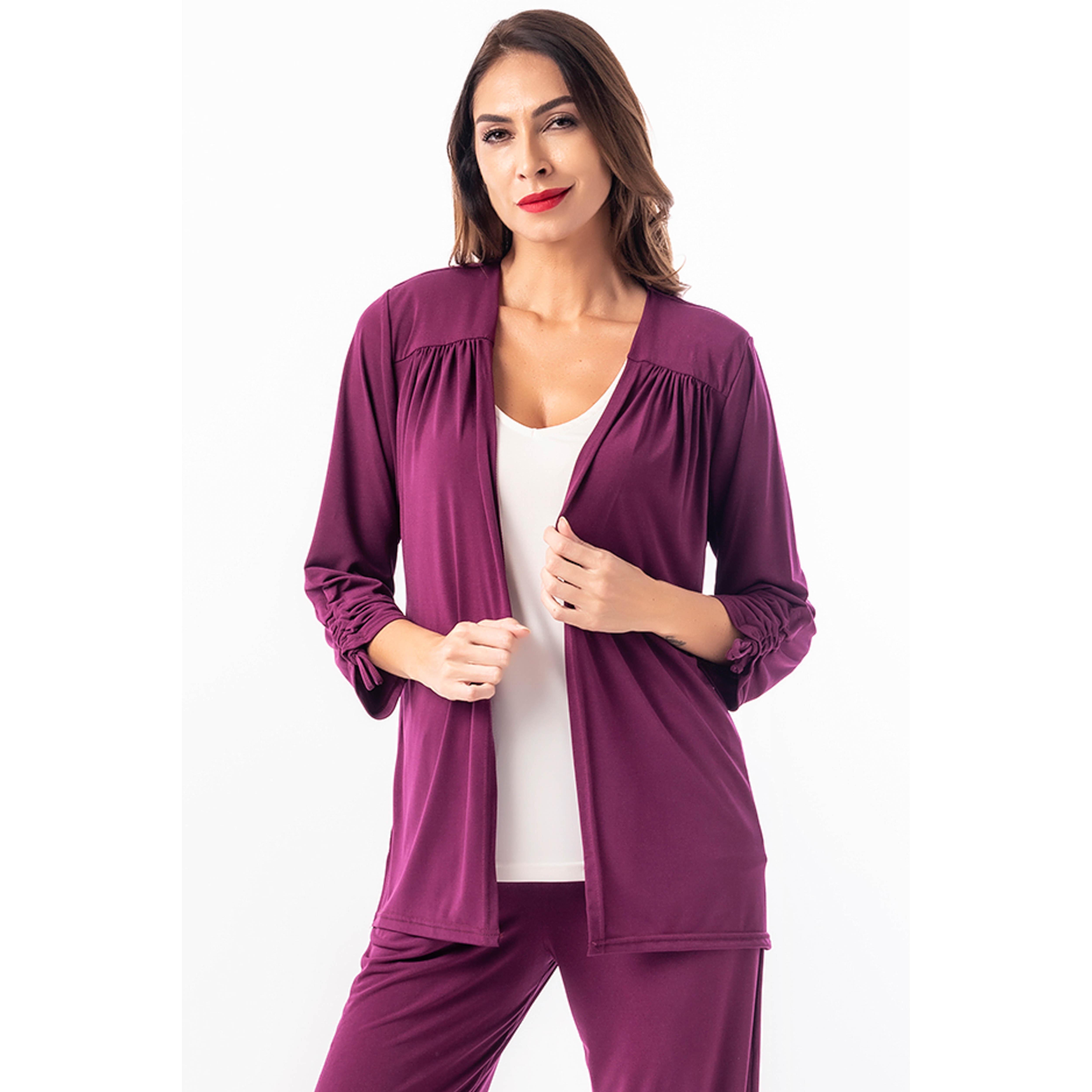 Chaqueta Mujer Abierta Lisa con Caída Fluida - Genuine