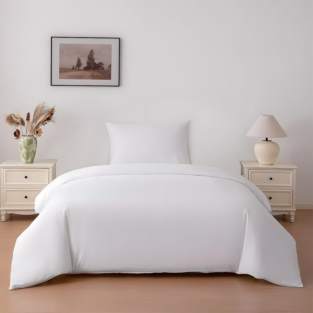 Funda nórdica para Cama 90/105/135/150/180cm, Funda nórdica Liso con Funda de cojín 50x75cm, 100% Poliester, Funda con Cremallera, suave y Transpirable, Varios colores. Cojín no incluido.