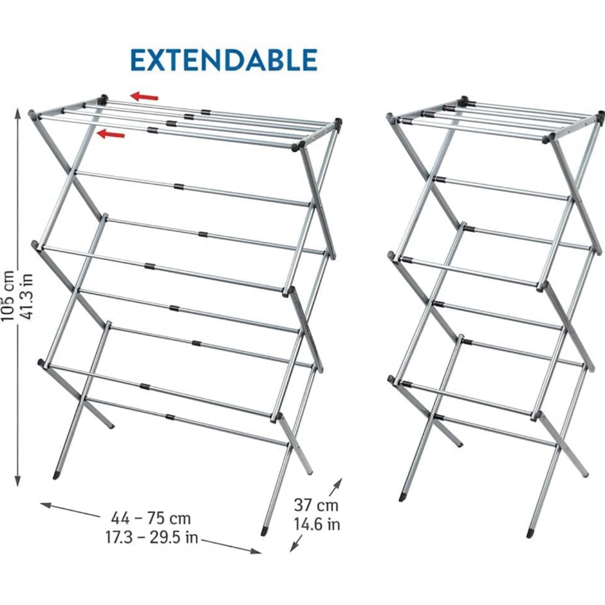 Tendedero de Ropa Plegable, Tendedero Portátil de Acero, Resistente a la Corrosión, Extensible y Ajustable a la Cantidad de Ropa, Tendedero Vertical Metálico Plegable con 3 Niveles, Tendedero de Ropa Extensible para Interiores Exteriores (3N-002 2290 D1)