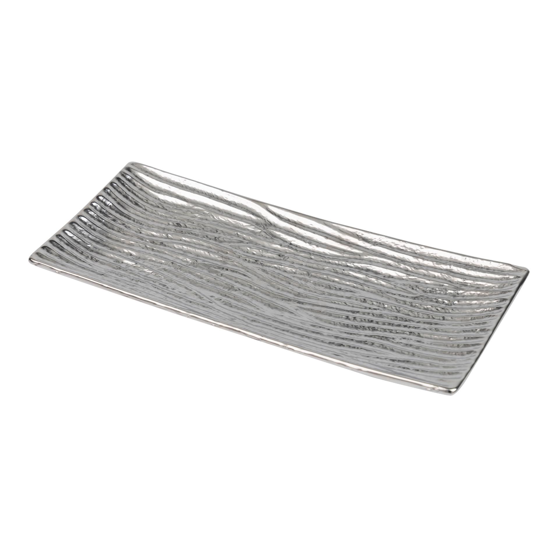Centro de mesa ceramica plateado 39x18x3 cm , El mejor complemento para tu hogar.