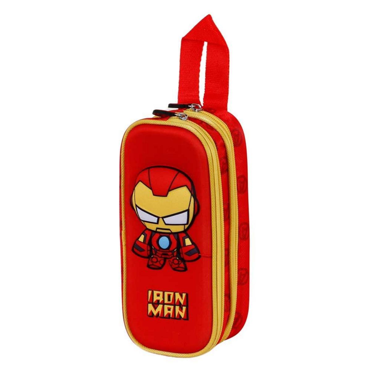 Iron Man Bobblehead-Estuche Portatodo 3D Doble, Rojo