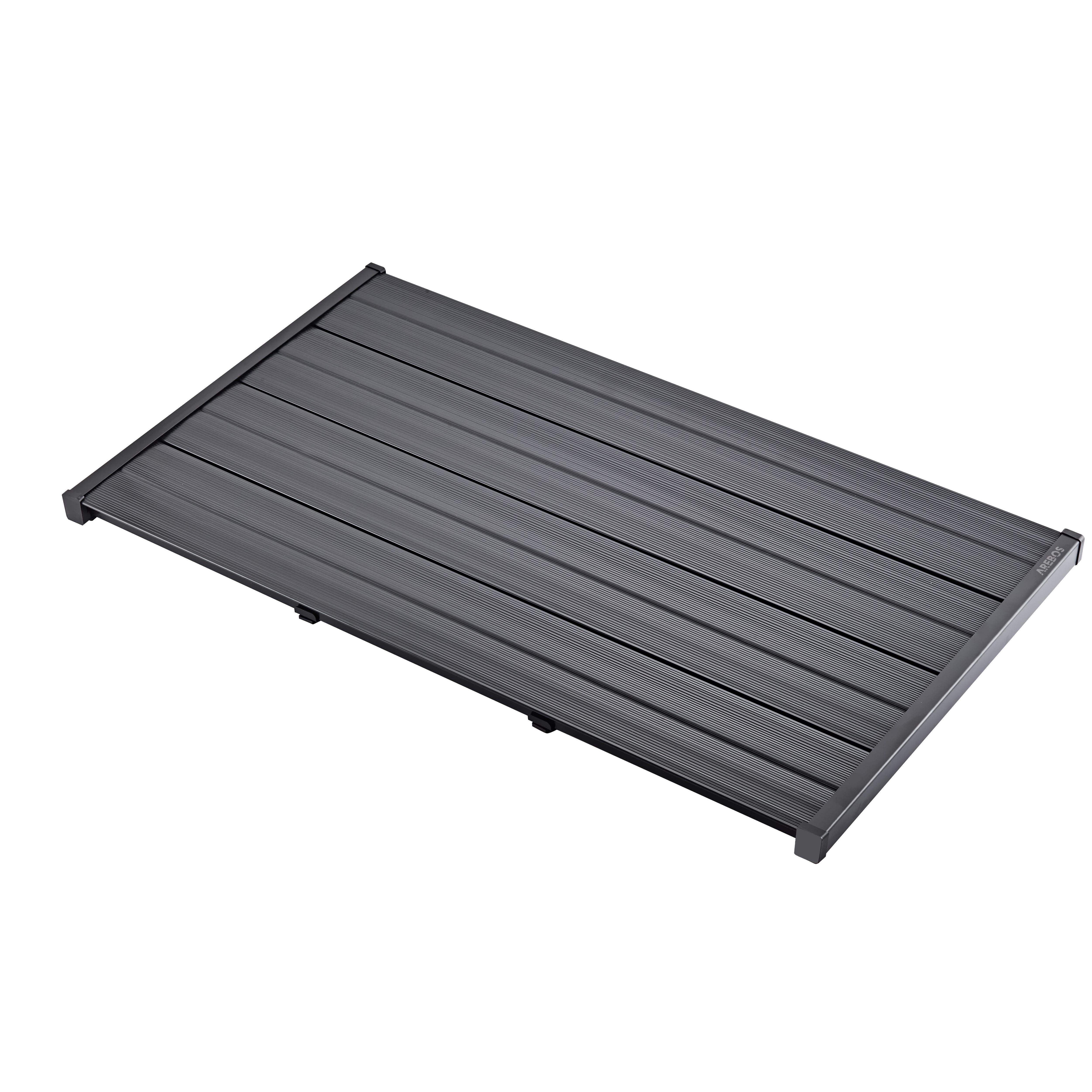 AREBOS Base PVC Antideslizante Ducha Solar Jardín Plataforma 101x57 cm Negro