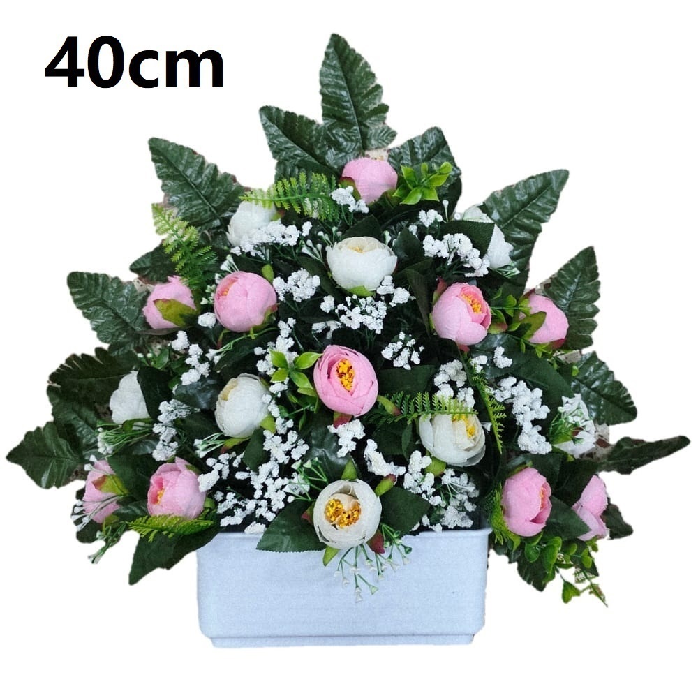 Flores artificiales para cementerio,Centro Flores para santos duraderas de tela con maceta,Gerimport,Envios desde España