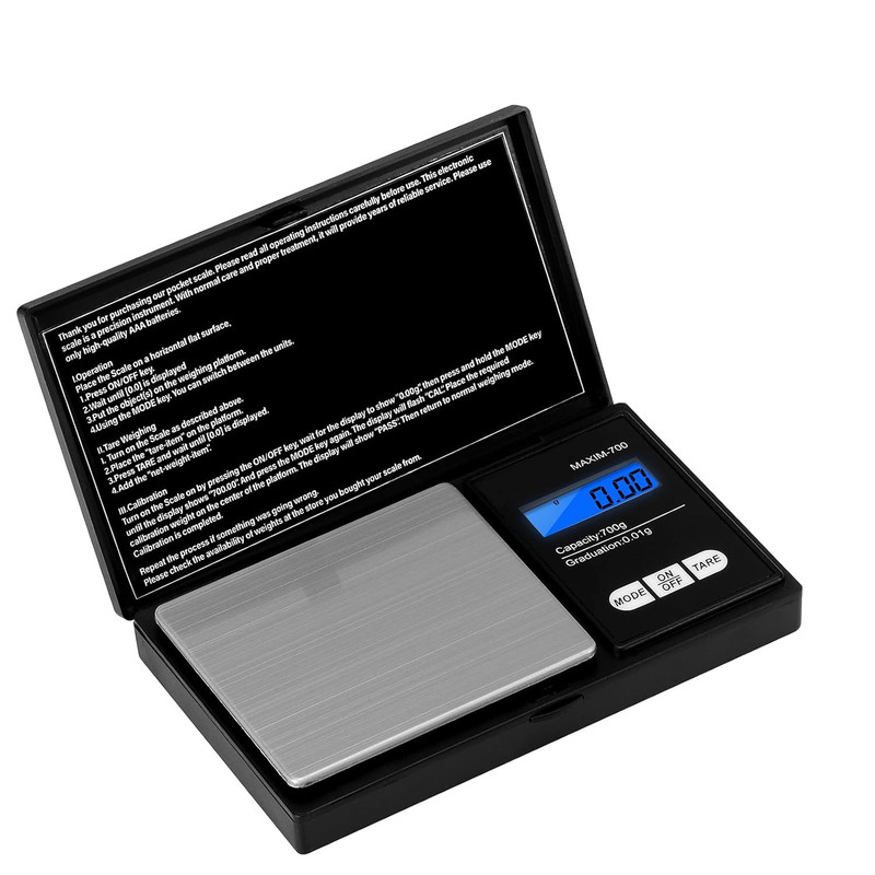 Bascula de precisión 0,01G, base de cocina 500g/0,01G, Bascula de bolsillo con pantalla LCD, Bascula
