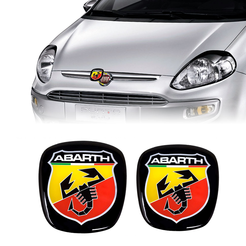 Abarth 3D Replacement Logo Sticker para Fiat Punto Evo, Delantero + Trasero