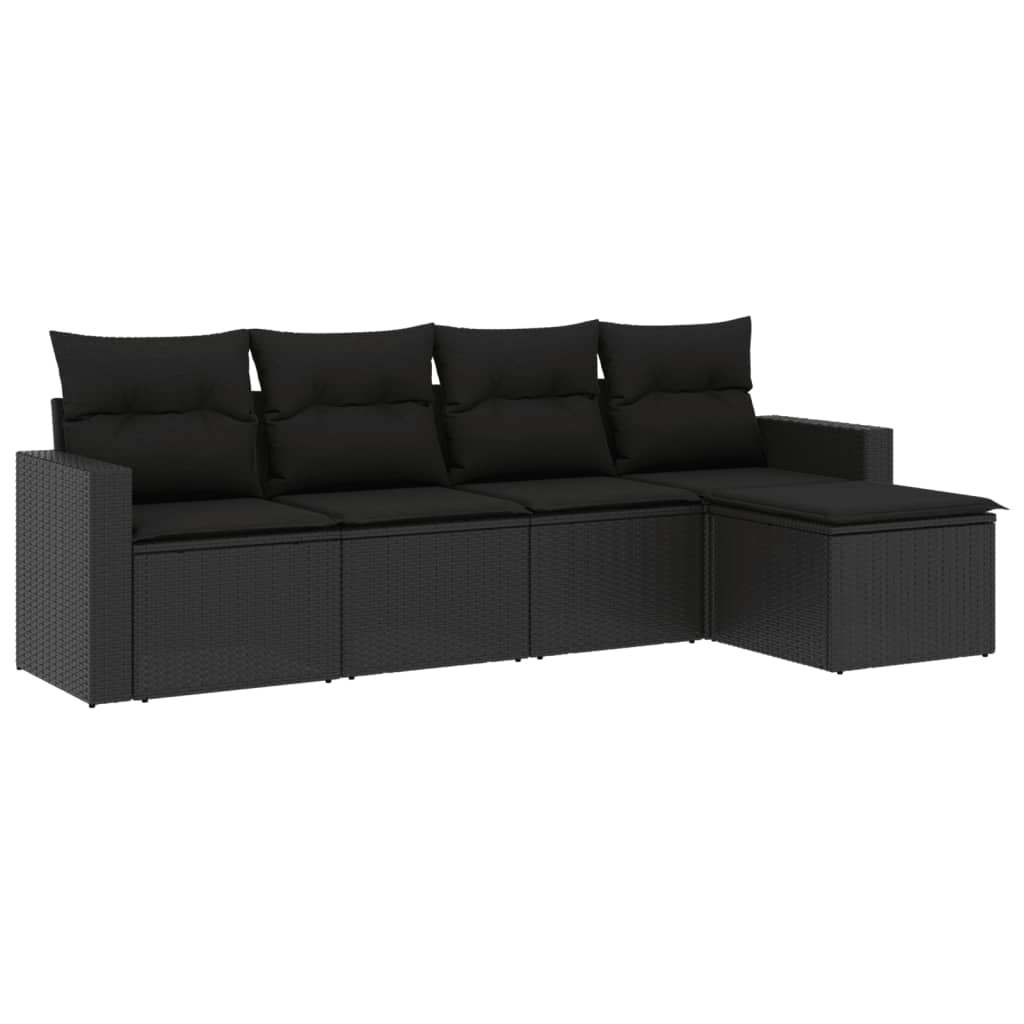 Vidaxl Set Comedor de Jardín 5 Piezas y Cojines Ratán Sintético Negro