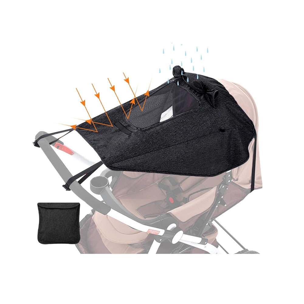 Parasol negro para cochecito de bebé, protección solar para cochecito de coche, Anti UV UPF50 + parasol para cochecito