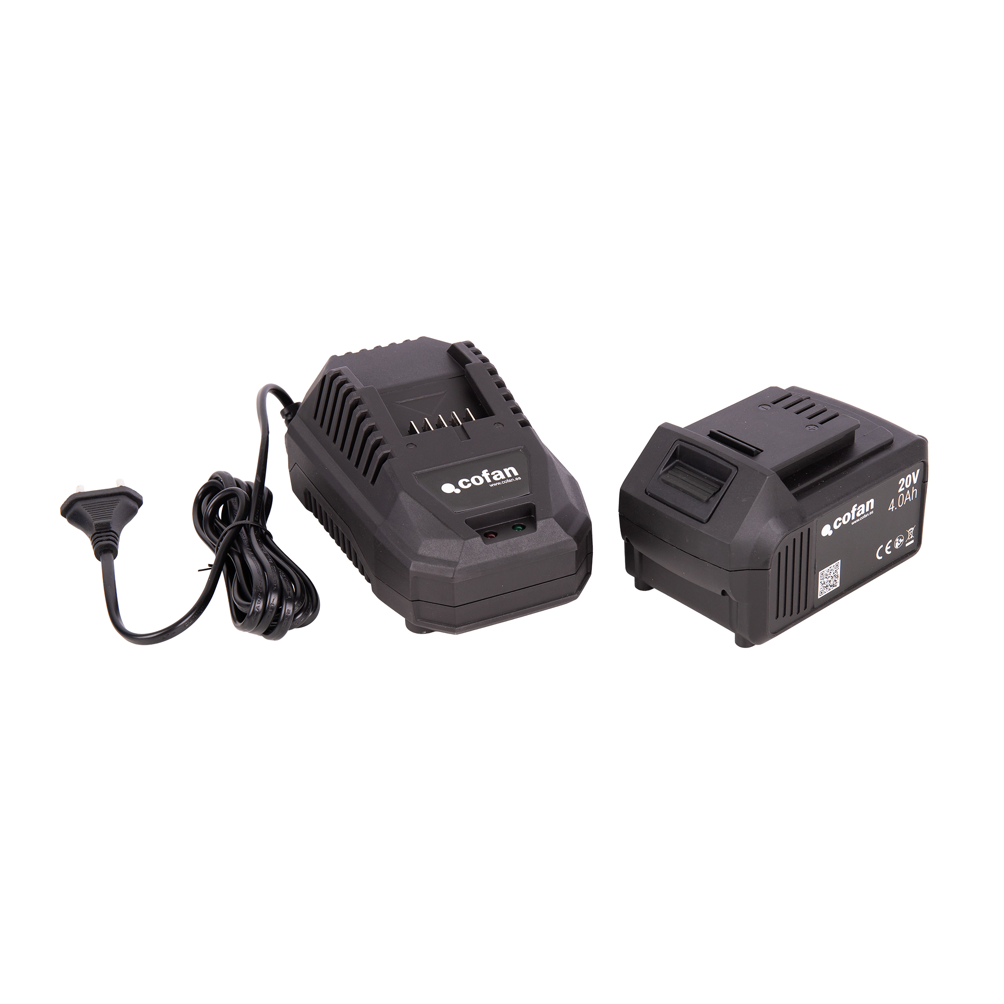 Cofan Pack de cargador 20 V 4.5 A + batería 20 V 4.0 Ah Li-Ion | Sistema 1 for All | Protección avanzada | Carga segura