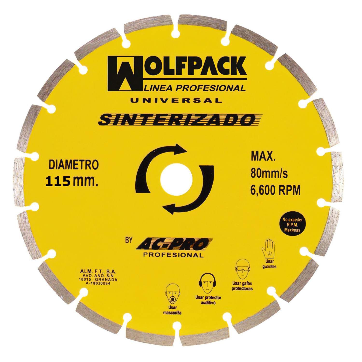 SANCO STORE - WOLFPACK LINEA PROFESIONAL Disco Diamante 115 mm. General Obra Segmentado Sinterizado
