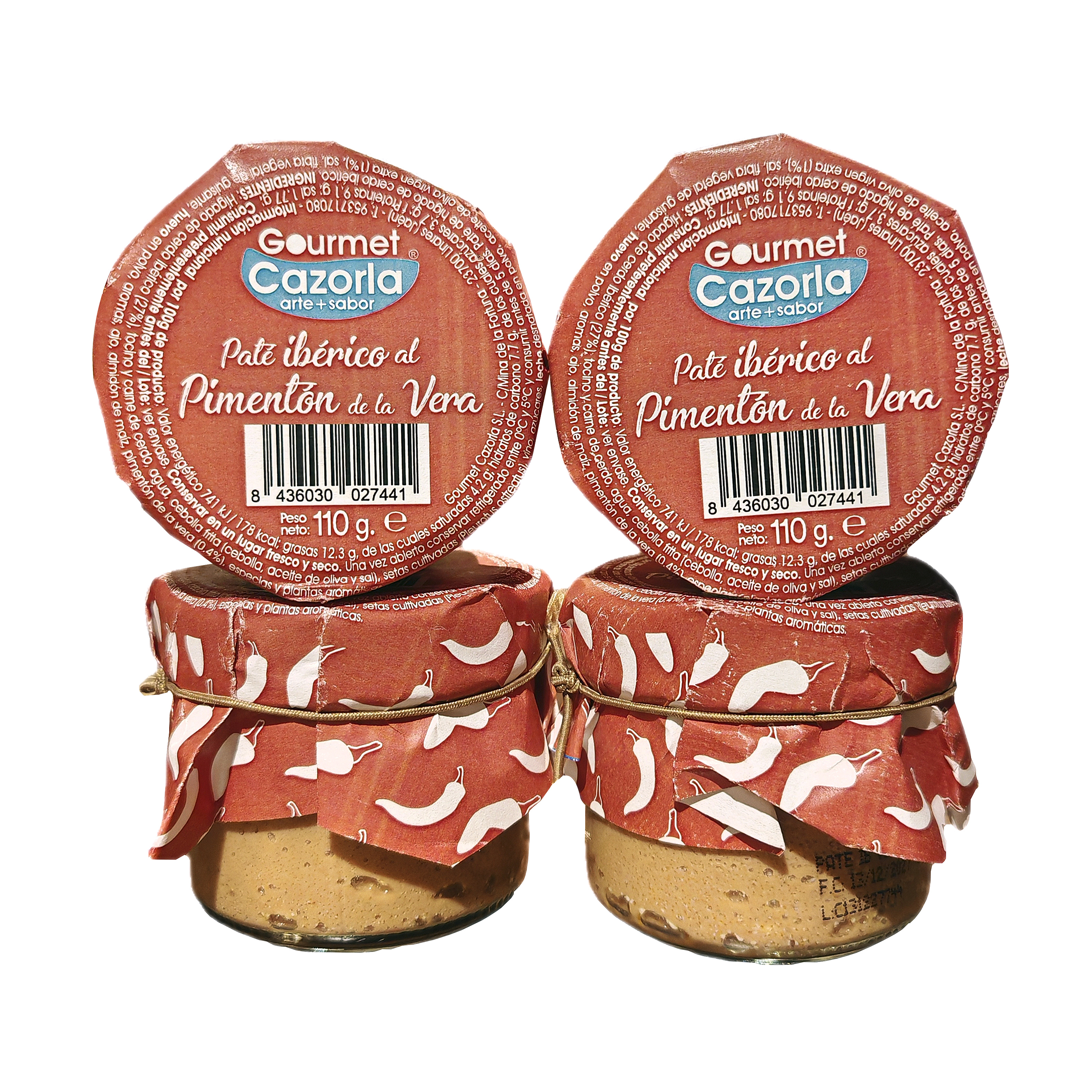 Paté ibérico al pimentón de la vera de Gourmet Cazorla (Pack de 4 unidades de 110gr)