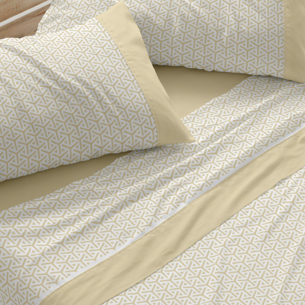 Juego de Sábanas 100% Algodón Burrito Blanco con Diseño Geométrico para Cama de 90 hasta 180 cm