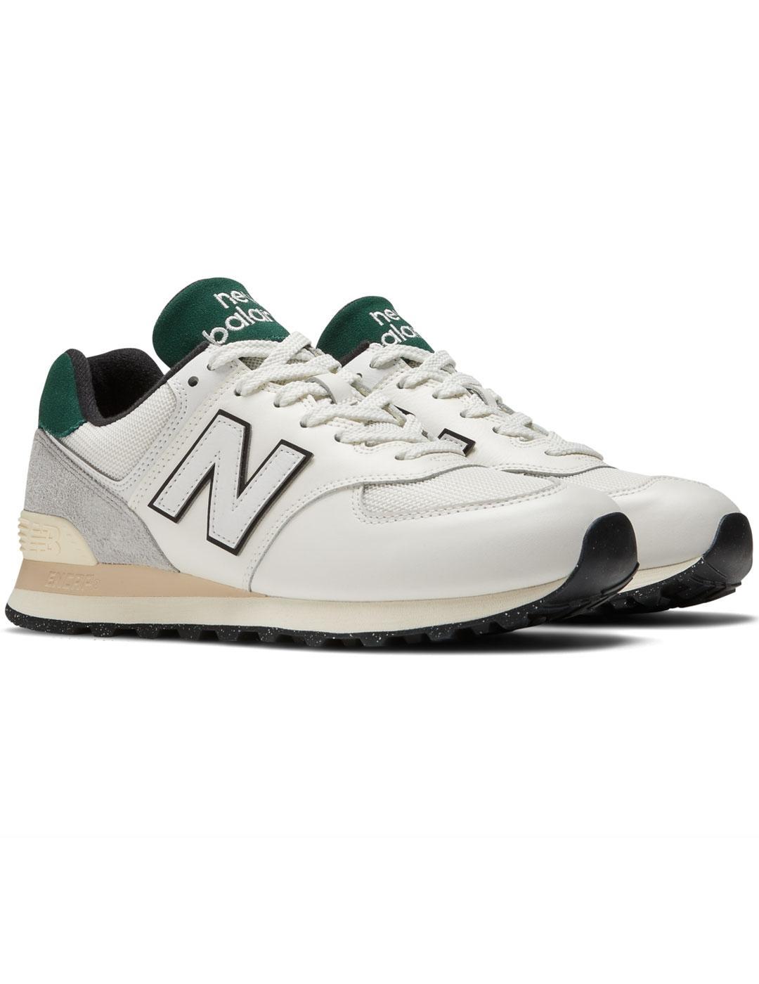 Zapatillas New Balance 574 Beige con Detalle en Verde - Diseño en Color Beige - Suela Marrón
