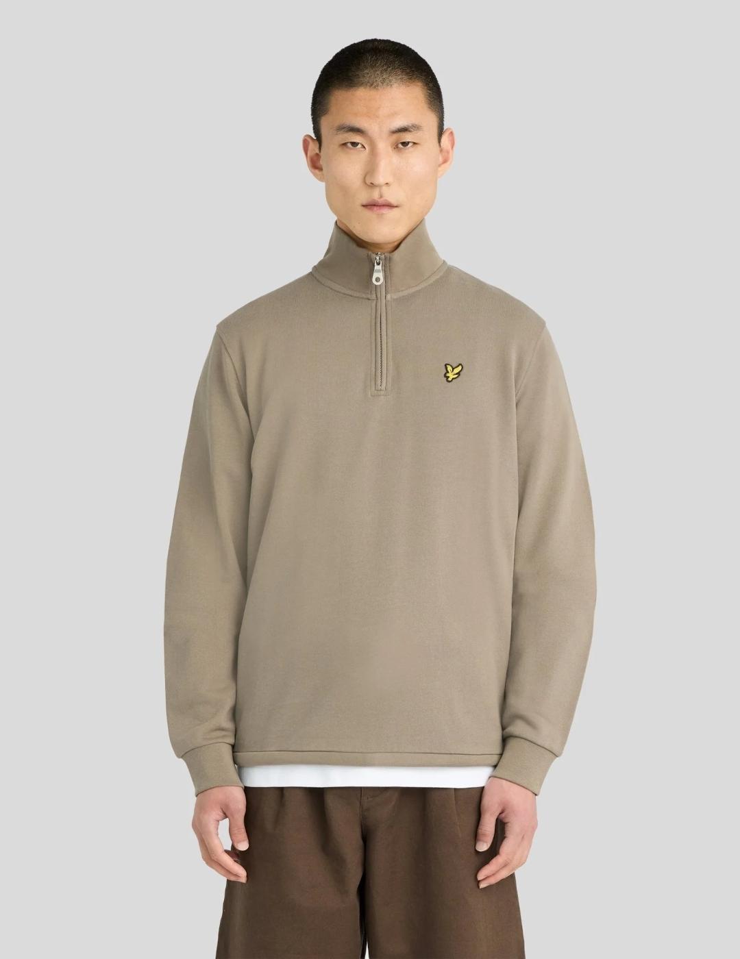 LYLE SUDADERA QUARTER ZIP KHAKI ASH