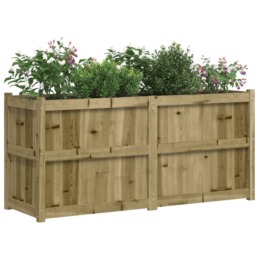 vidaXL Jardinera de madera de pino impregnada 150x50x70 cm Color Pino natural, Pino blanco, Marrón pino y mas