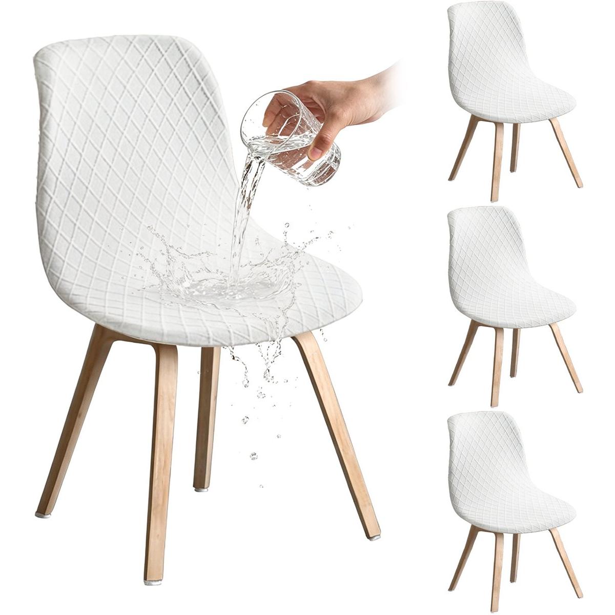 Fundas para sillas — Paquete de 4 — Fundas extraíbles para sillas de comedor — Fundas elásticas universales para sillas — Fundas para asientos — Ideales para el hogar y la cocina — Duraderas / Muy elásticas / Extraíbles — Largo: 45–52 cm, ancho: 40–46 cm,