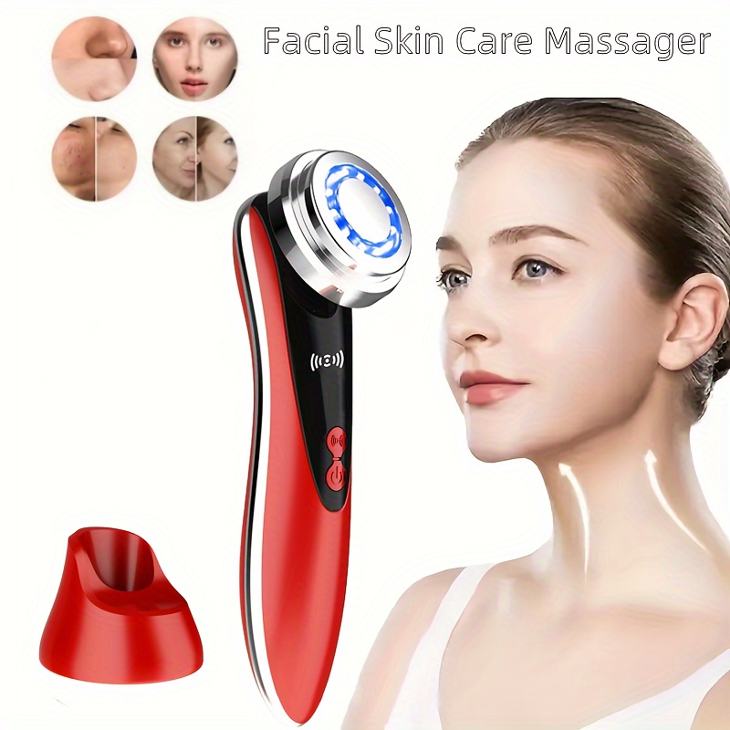 Masajeador facial recargable por USB para el cuidado de la piel - Dispositivo de masaje antienvejecimiento para ojos y cuello con 4 modos, sin perfume, instrumento de belleza portátil para mujeres - Ideal para regalar，san valentin regalos mujer