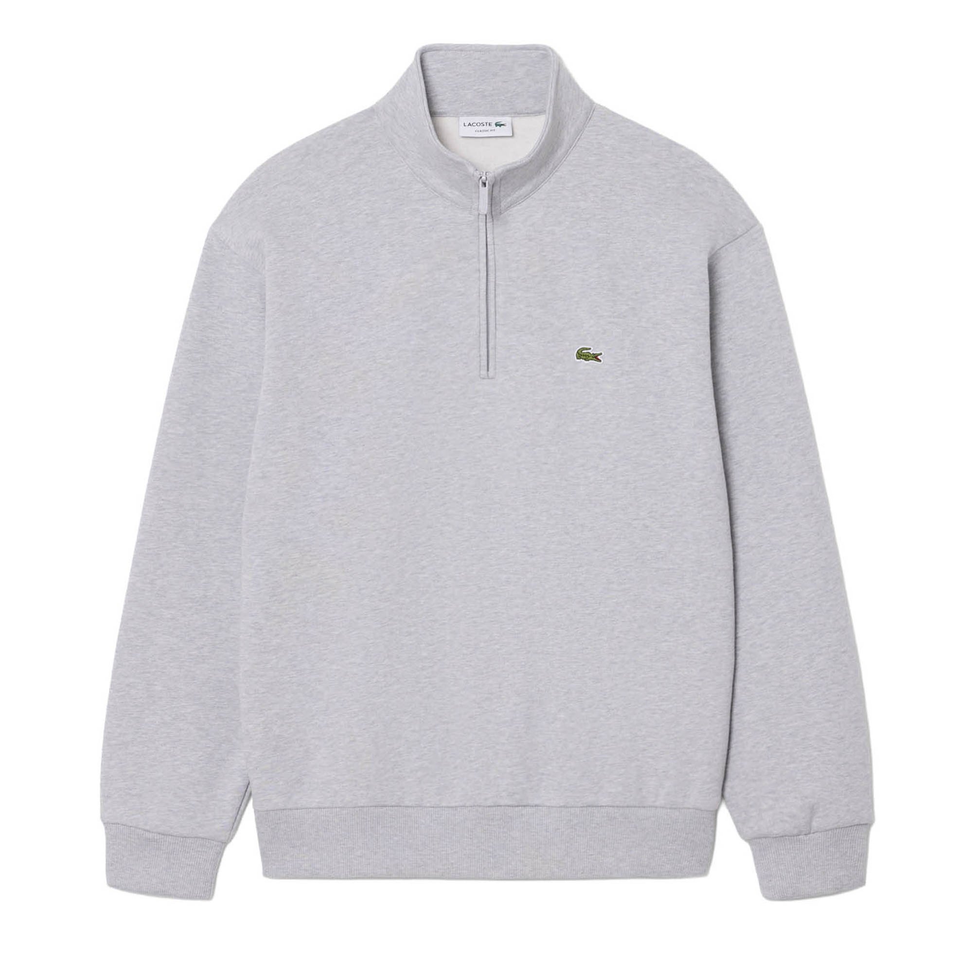 LACOSTE Sudadera de hombre con cuello alto - Sudadera de felpa con cremallera, corte regular Zip Fleece Sweatshirt