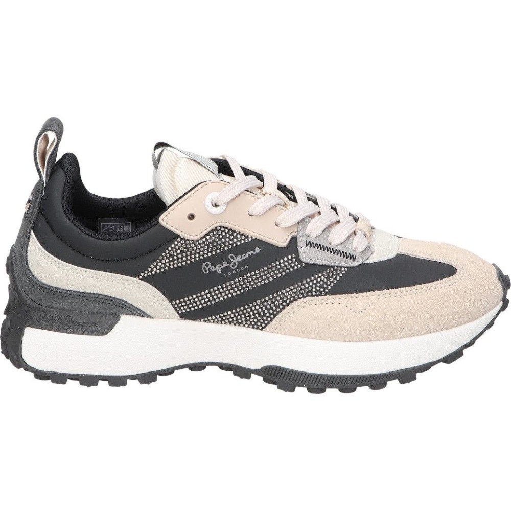 PEPE JEANS | Zapatillas Pepe Jeans Lucky Top para Mujer – Deportivas en Color Negro con Detalles – Sneakers con Cordones – Con Plataforma – Suela de Moda – Estilosas  – Modelo PLS600018-982
