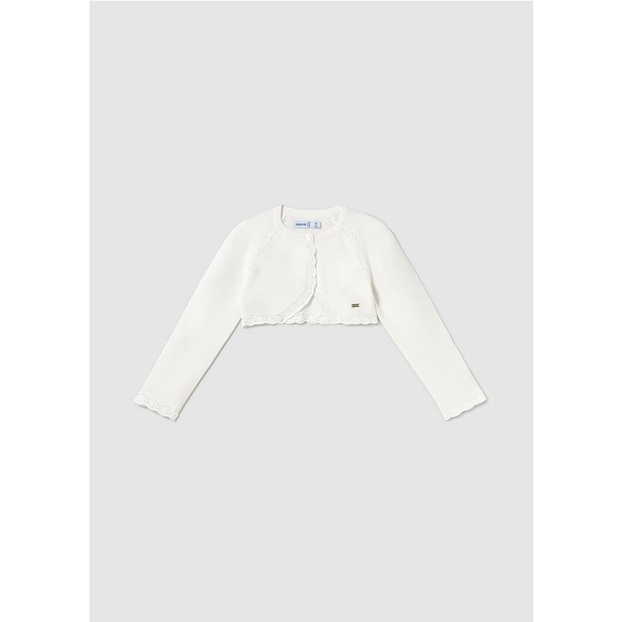 Mayoral - Bolero tricot básico para niña, tejido suave y cómodo, estilo clásico y versátil, color beige, ideal para capas superpuestas en otoño e invierno