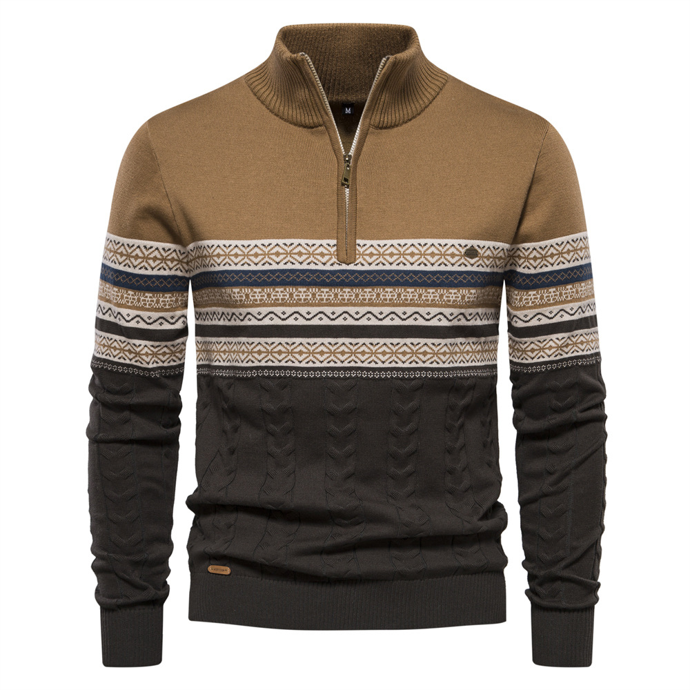 TK 2024 Nuevo Otoño e Invierno Moda Tamaño europeo Cuello alto Suéter para hombre Media cremallera Tejido Ropa de hombre versátil de alta calidad