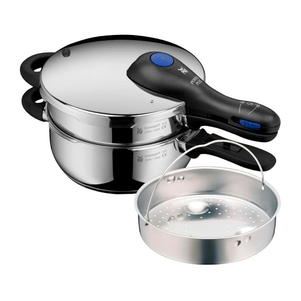 Set de Olla Rápida Perfect Plus 4,5 L + 3,0 L con Tapa – Cocina Segura y Eficiente a Presión con Tecnología WMF