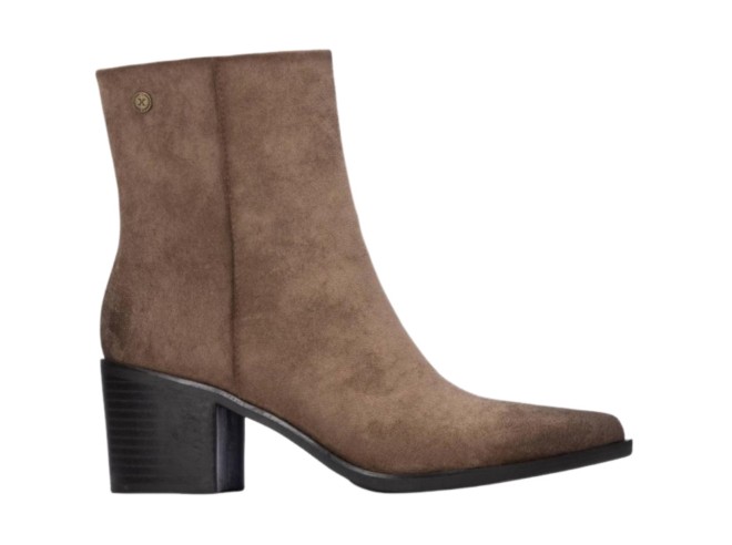 Botín Campero Mujer Taupe Xti 146509: Elegancia Afelpada con Tacón Estable y Cremallera para Comodidad Diaria