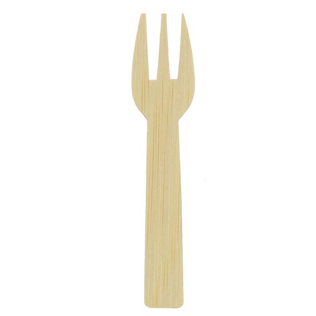 MONOUSO | Mini Tenedor de Bambú 7,5cm en caja (1.200 Uds)