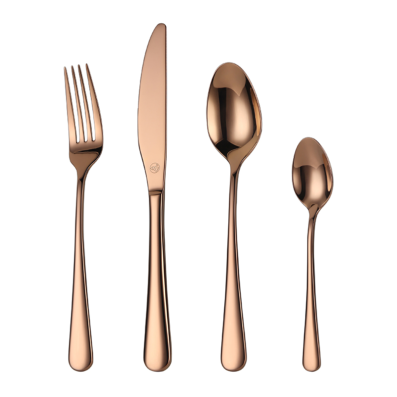 Cubertería Profesional de Acero Inoxidable 18/0, 24 Piezas para 6 Personas, Acabado Oro Rosa Brillante de Alta Calidad, Incluye Cuchillos, Tenedores, Cucharas y Cucharillas, Apta para Lavavajillas, Ideal como Regalo con Bolsa – Mr. Spoon