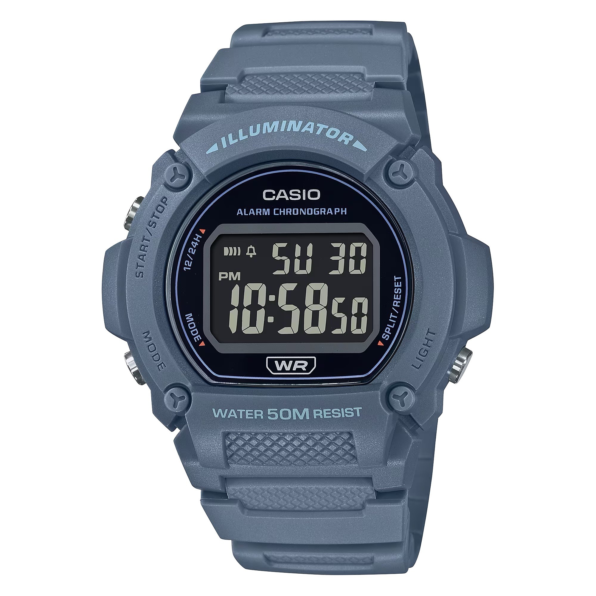 reloj deportivo hombre Casio W-219HC-2BV 50m WR 47.1mm Iluminación LED alarma cronógrafo