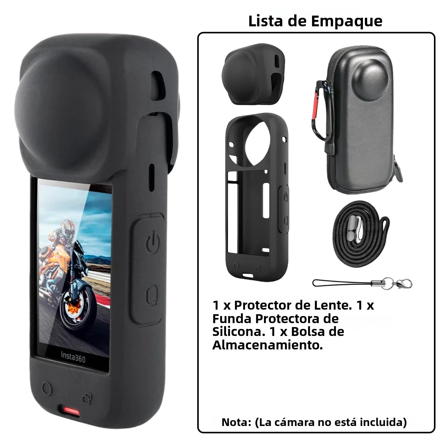 TK Kit De Accesorios Protegidos Para Cámara Insta 360 X4 Cubierta De Silicona Protectora Para Lente Y Pantalla Estuche De Cámara