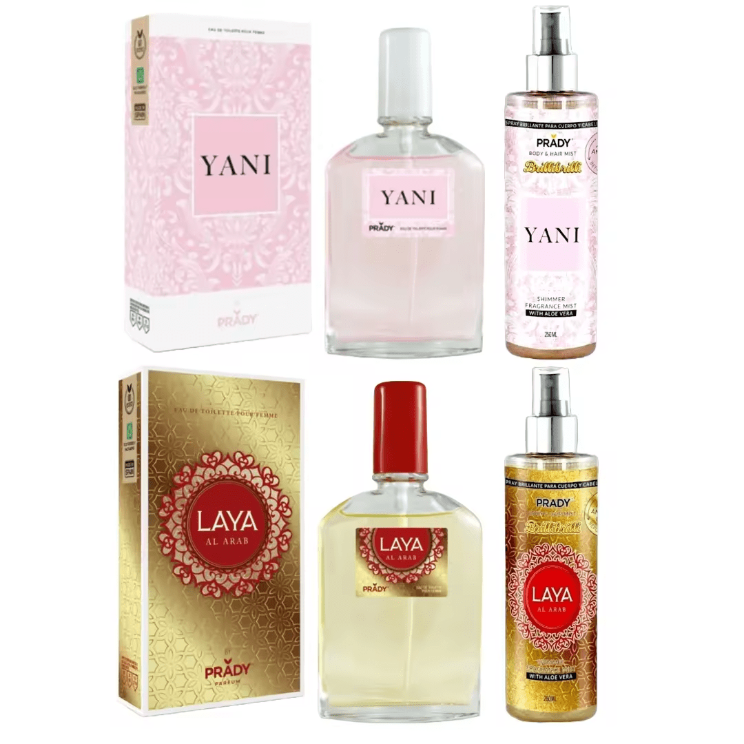 LOTE YANI & LAYA AL ARAB COLONIA PRADY PARFUMS - Fragancia 90ml + Bruma 250ml