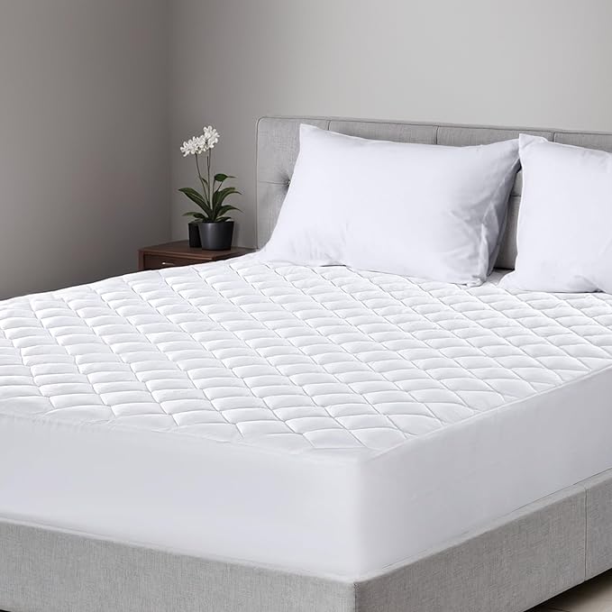 Protector de Colchón Acolchado 90cm,105cm,135cm,150cm,180cm,200cm- Funda para Colchon Transpirable con Banda de Elastica y 30 cm de Profundidad -Blanco