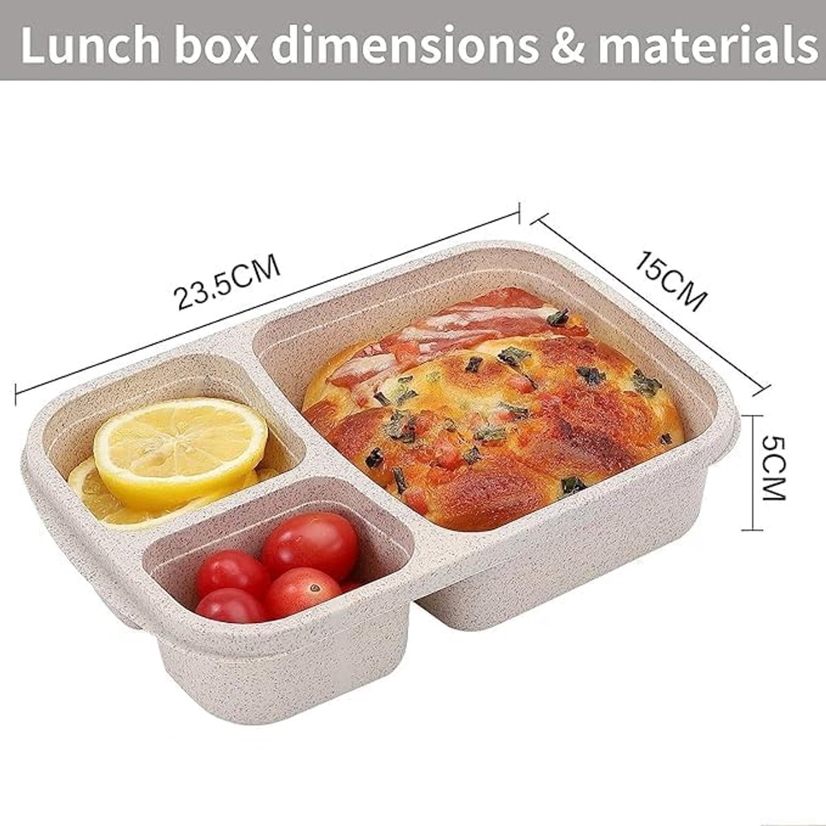 Fiambrera - Caja Bento de 4 piezas con compartimentos - Fiambrera sostenible para la escuela y la oficina - Libre de BPA y apta para microondas - Material apto para alimentos