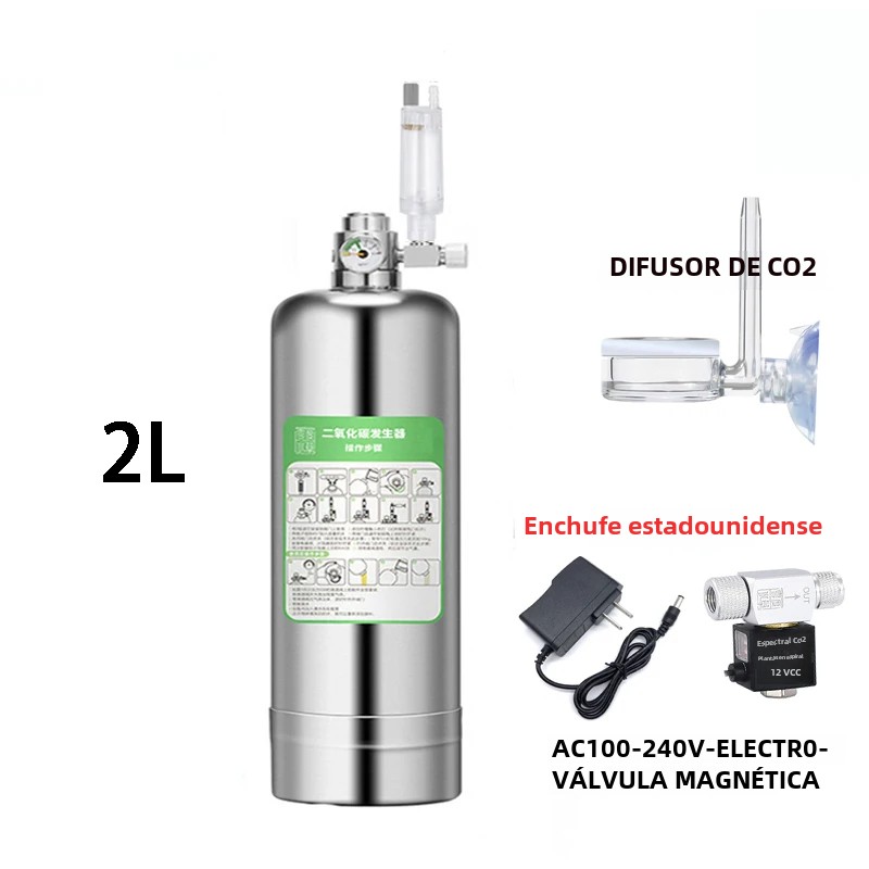 TK Kit De Generador De CO2 Para Acuario Sistema De Reacción De Dióxido De Carbono En Acero Inoxidable Para Plantas Y Peces