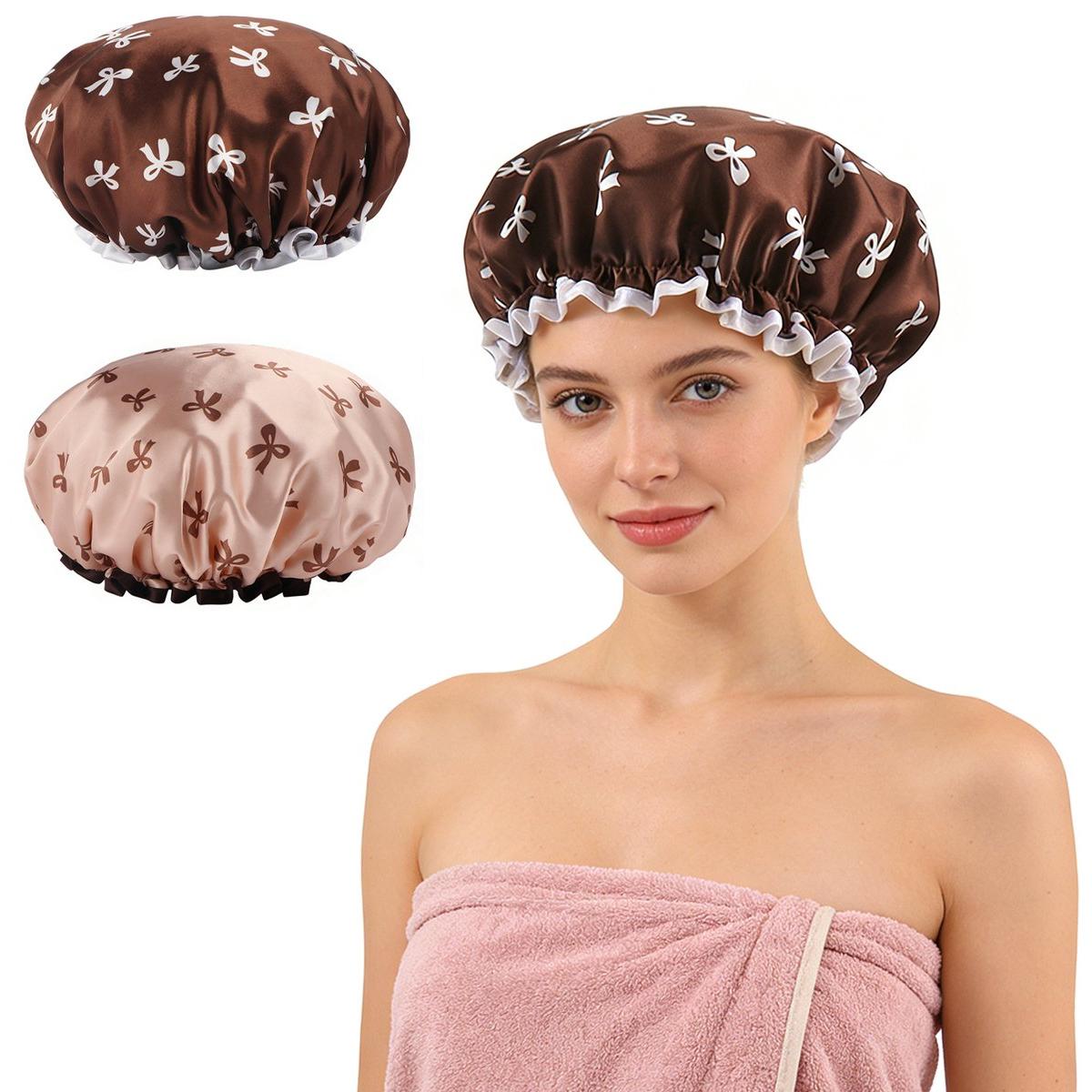 Om Home Gorro de ducha de doble capa - 2 piezas - Diámetro 28,5 cm - Adecuado para una circunferencia de cabeza de 55 cm - Gorro de ducha de EVA - Gorro para secar el cabello - Gorro para dormir - Gorro de baño - Gorro de ducha - Gorro para dormir - Gorro