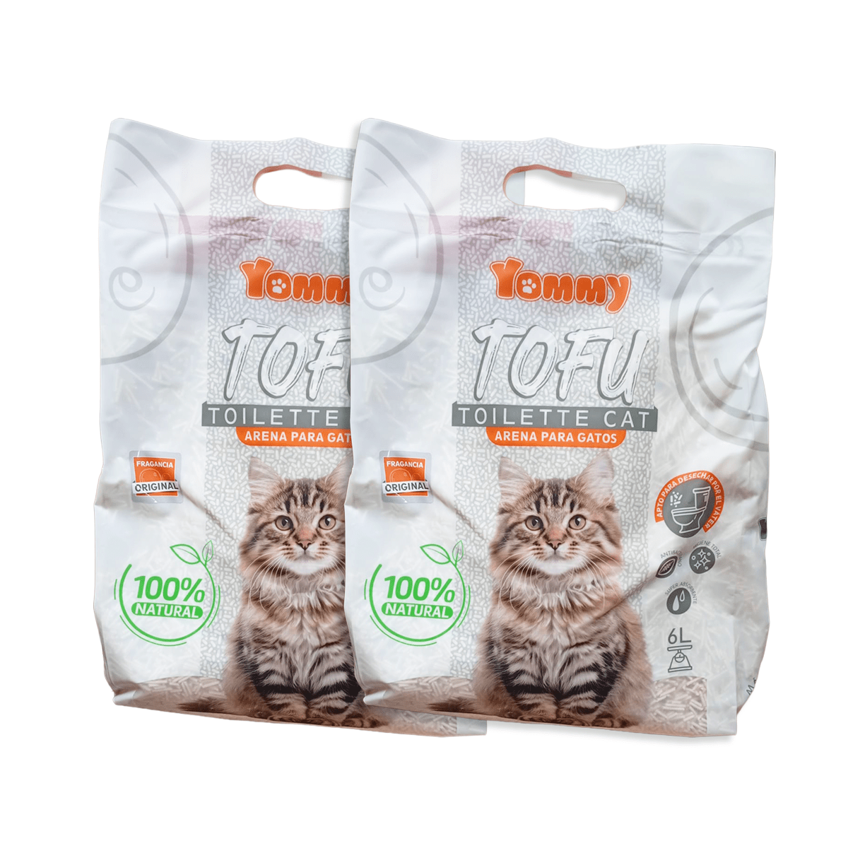 Tofu Toilette Cat – Arena Ecológica para Gatos Vegetal, Biodegradable y Apta Desechar en Inodoro, Controla olores - Yommy
