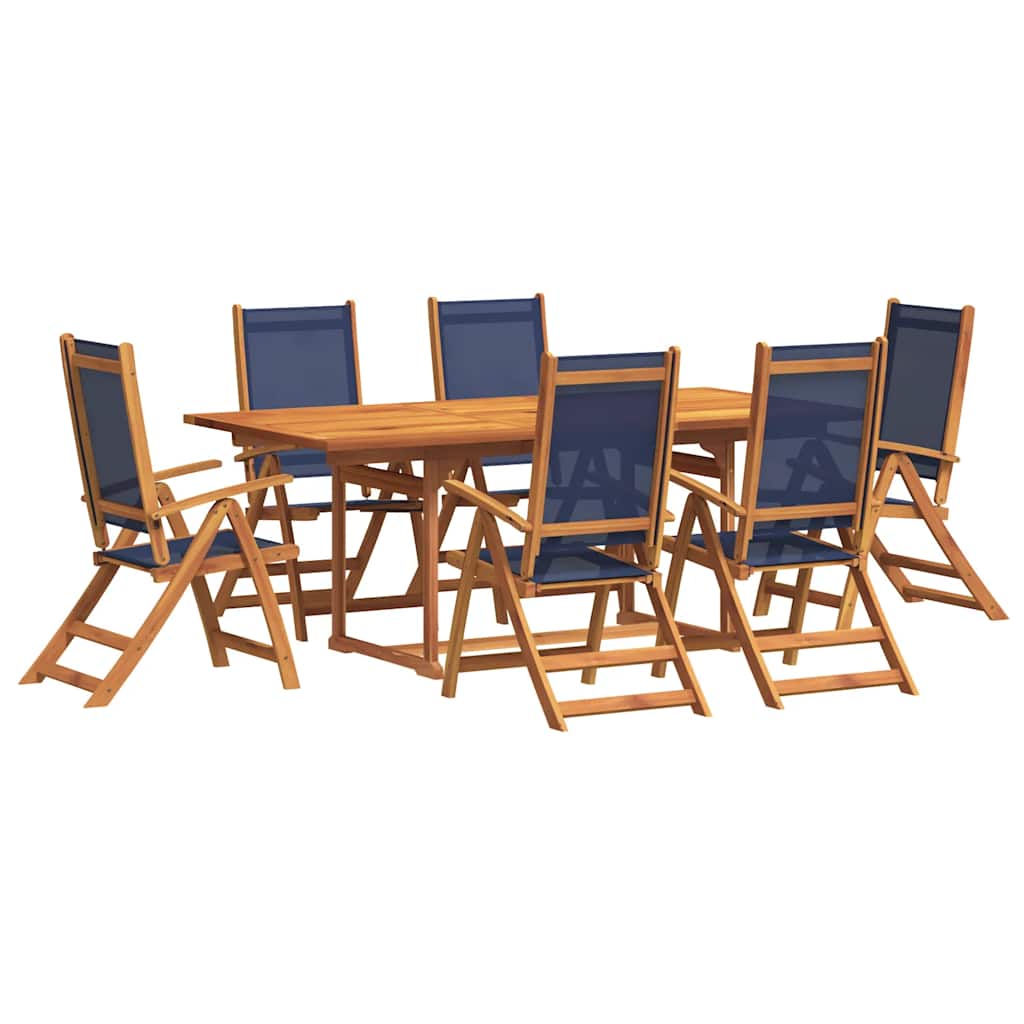 vidaXL Juego comedor de jardín 7 pzas madera maciza acacia y textileno