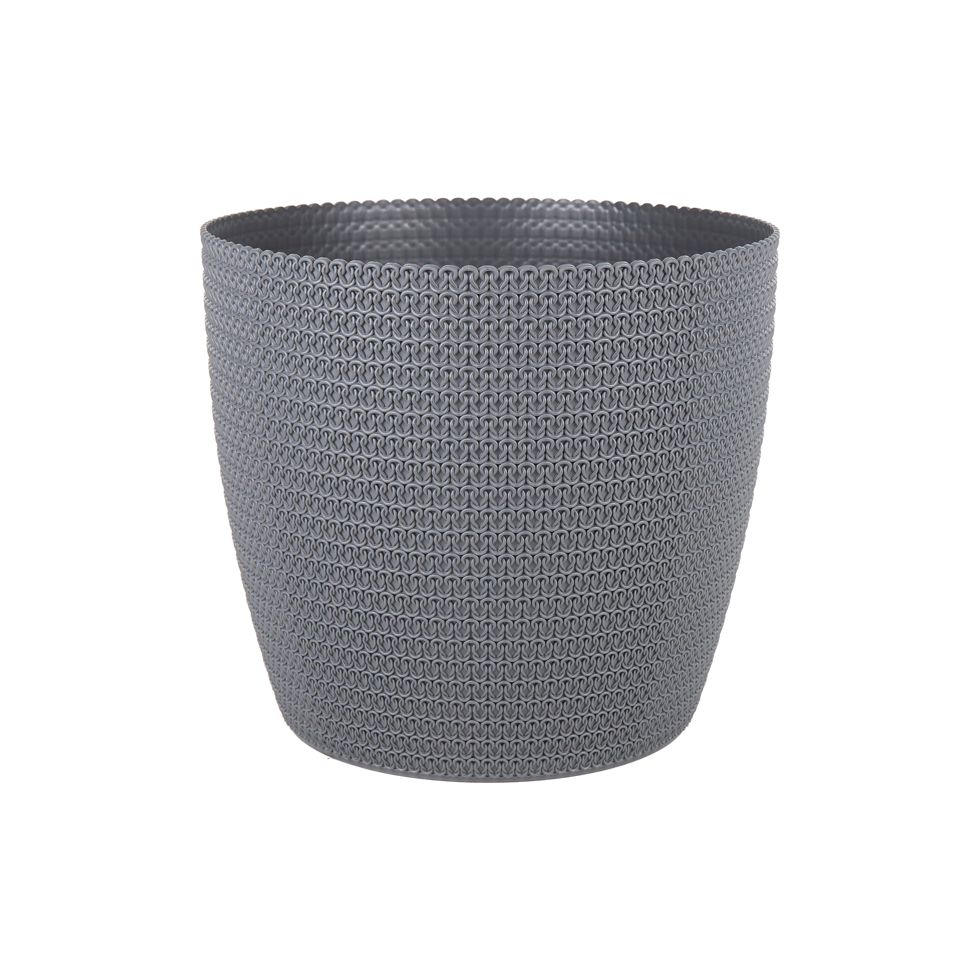 Cofan Maceteros decorativos | Color: gris oscuro | Diseño trenzado | Resistentes a los rayos UV | Packs de 5 o Unitario | Medidas: Ø21,5 x 18,5 cm | Ideales para interiores y exteriores
