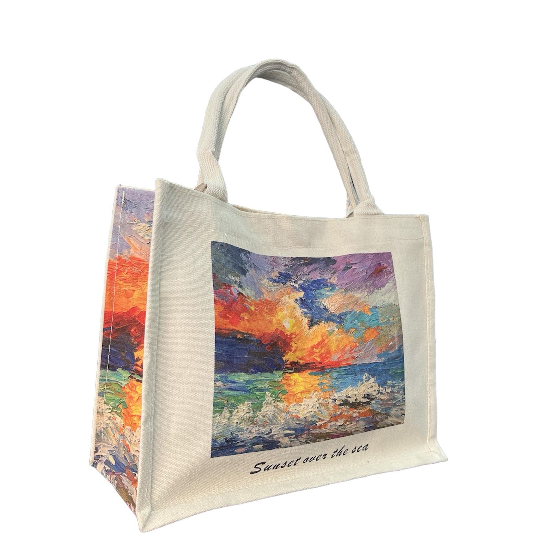 MEJORADA Bolsas de mano estilo Tote Bag para mujer,Material de lona duradero con Patrón impreso estilo pintura al óleo,con cierre de Botones magnéticos,Informal, práctico, gran capacidad,tamaño 38cm×30cm×15cm