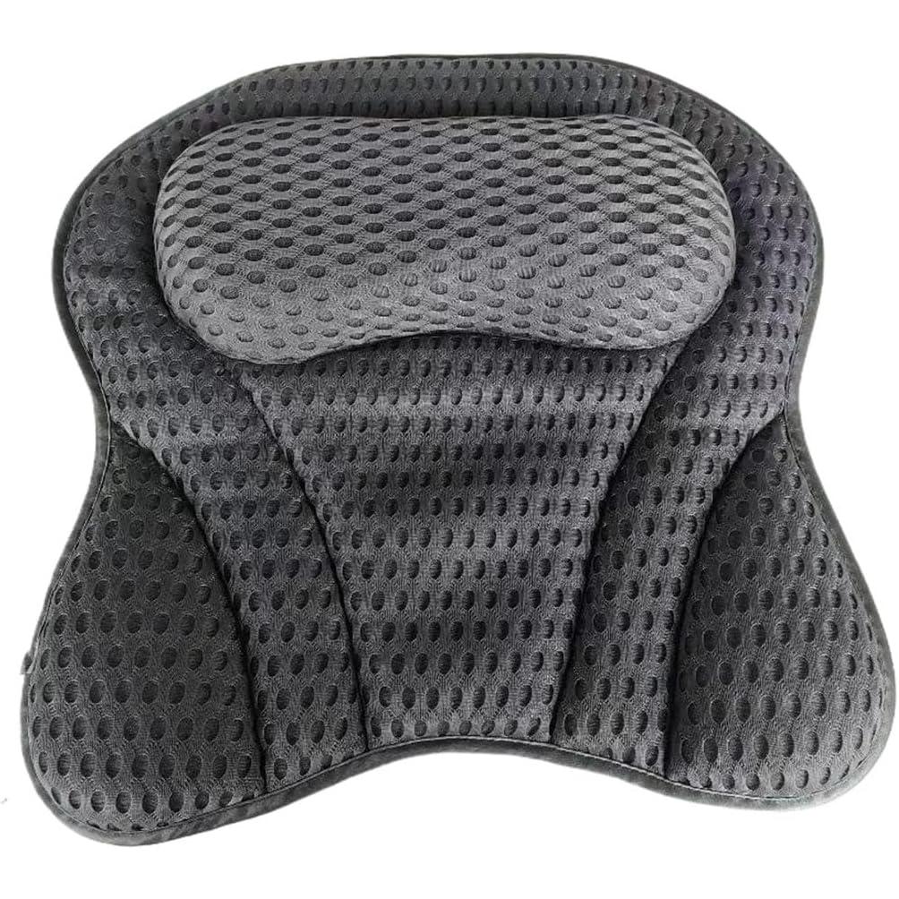 Almohada de baño de spa de lujo con tecnología de malla de aire 4D, hipoalergénica, ventosa antideslizante, soporte para cuello y espalda, secado rápido, lavable a máquina, accesorio de baño relajante de regalo