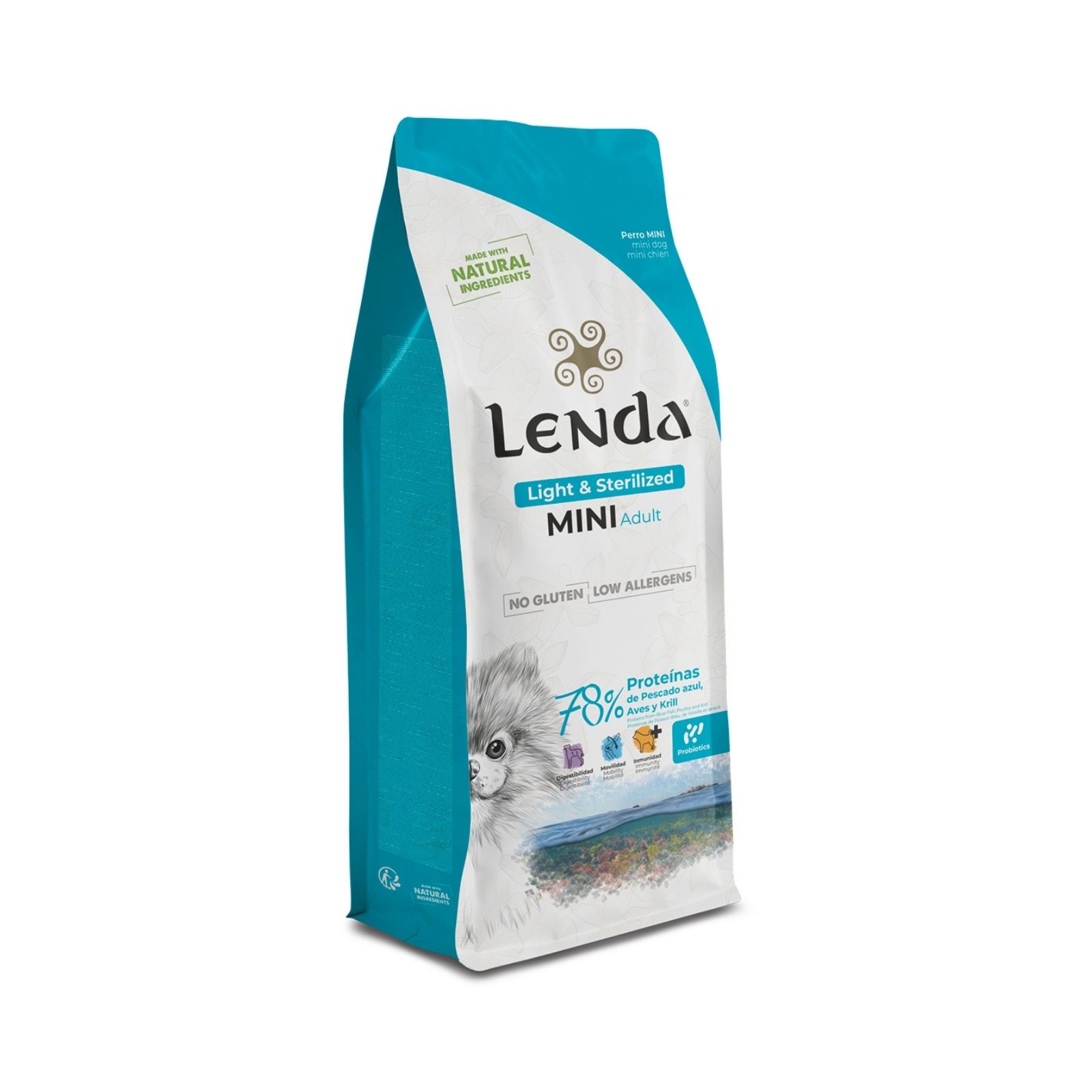 Lenda Mini Light & Sterilized  2 kg - Pienso para Perro Adulto Mini - Bajo en Calorías - Para Perros Pequeños Esterilizados o con Tendencia al Sobrepeso